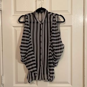 Black and white sheer blouse